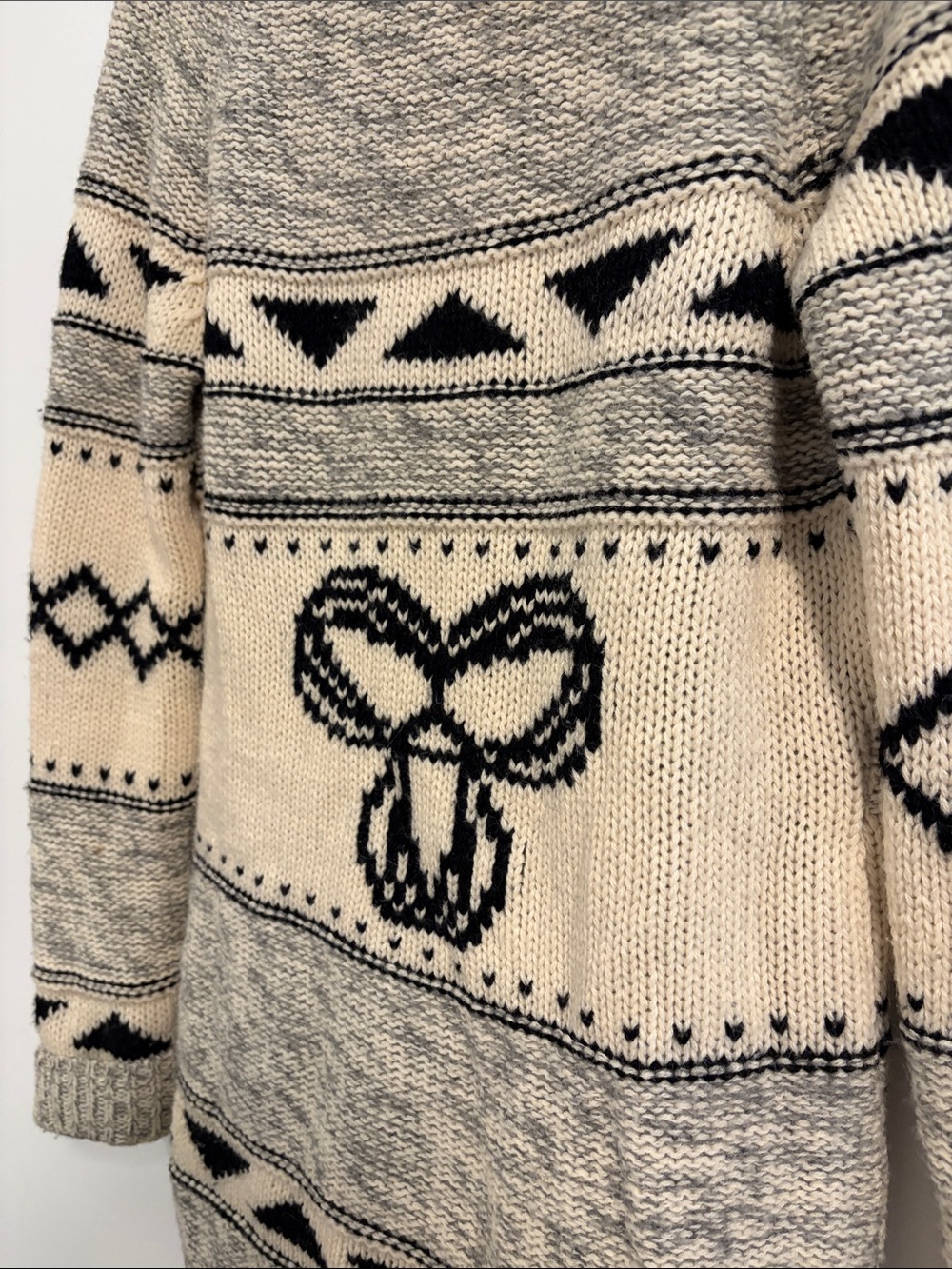 TNA Boyfriend Shawl Collar Lambswool Cardigan Sweater in Cream, Gray and Black - Picture 5 of 6